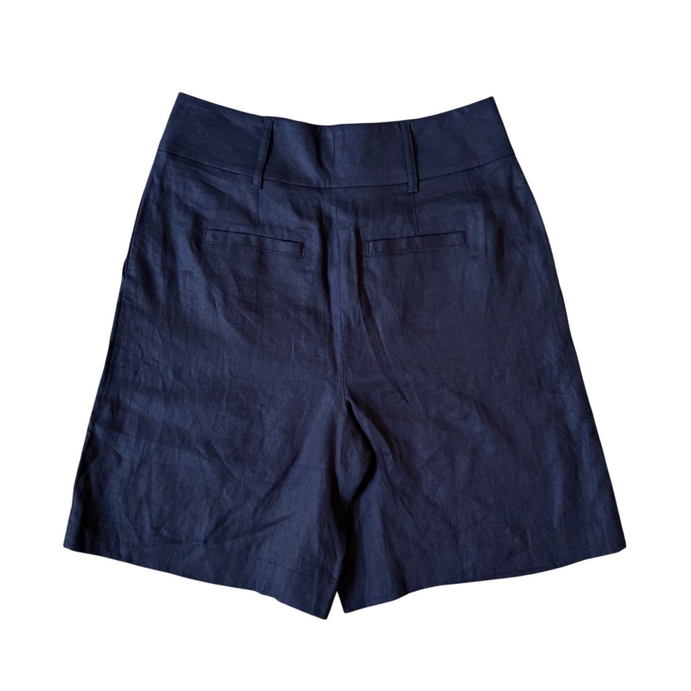 NWT Boden Navy Blue 100% Linen High Waisted Tailored Shorts Size 6 - Picture 6 of 11
